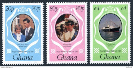 Ghana 759-761,762,MNH.Mi 897-899,Bl.90. Royal Wedding 1981.Prince Charles,Diana. - Preobliterati