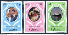 Ghana 759-761,762,MNH.Mi 897-899,Bl.90. Royal Wedding 1981.Prince Charles,Diana. - Préoblitérés