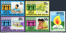 Ghana 445-449,449a Sheet, MNH. Michel 458-462, Bl.45. Book Year IBY-1972, Snake. - VorausGebrauchte