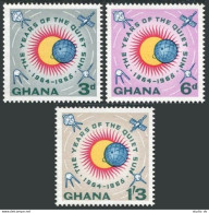 Ghana 186-188, MNH. Michel 185-187. Quiet Sun Year IQSY-1964. Space, Satellites. - Preobliterati