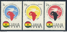 Ghana 111, C5-C6, MNH. Mi 115-117. OAU Conference Of African Heads, 1962. Dove. - Precancels