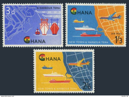 Ghana 110, C3-C4, MNH. Mi 112-114. Volta River Project,1962. Tema Harbor, Ships. - Préoblitérés