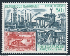 Gabon C82, MNH. Mi 325. PHILEXAFRIQUE 1969. Industry.Timber Raft On Ogowe River. - Gabon (1960-...)