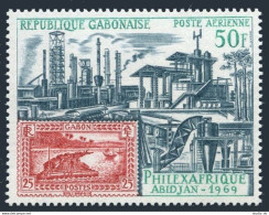 Gabon C82, MNH. Mi 325. PHILEXAFRIQUE 1969. Industry.Timber Raft On Ogowe River. - Gabón (1960-...)