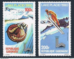 Gabon C227-C228,C228a Sheet,MNH. Olympics Lake Placid-1980.Bobsledding,Ski Jump. - Gabón (1960-...)