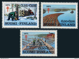 Finland B191-B193, MNH. Michel 686-688. Anti-Tuberculosis Society-1971. Timber. - Unused Stamps