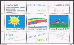 Finland 871 Ac Sheet,MNH.Michel 1149-1151 Bl.7. Children's Stamp Design,1991. - Unused Stamps