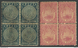 Fiji 53,55 Blocks/4, Mint Without Gum. Mi 27,29. Crown, Fijian Canoe, 1892-1896. - Fidji (1970-...)