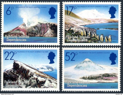 Falkland Depend 1L84-1L87, MNH. Volcanoes, South Sandwich Islands.Penguins,1984. - Islas Malvinas