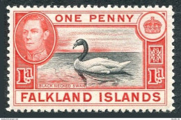 Falkland 85a, Hinged. Michel 79a. King George VI 1938. Black-necked Swan. - Islas Malvinas