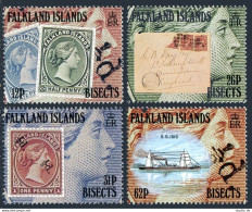 Falkland 541-544, MNH. Mi 544-547. Bisects, Centenary,1991. Stamp On Stamp,Ship. - Falklandinseln