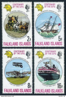 Falkland 231-234, MNH. Mi 226-229. UPU-100, 1974. Mail Coach, Packet, Airplane,  - Falklandinseln