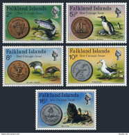 Falkland 245-249, MNH. Michel 240-244. New Coinage 1975. Fish, Bird, Sea Lion. - Falkland Islands