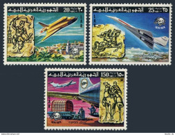 Libya 675-677, MNH. Mi 584-586. UPU-100, 1974. Messenger;Concorde,Zeppelin,Camel - Libye