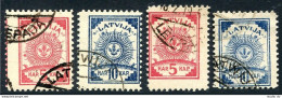 Latvia 6-7, CTO. Michel 3A-4A. Arms. Paper With Ruled Lines, 1919. - Lettland