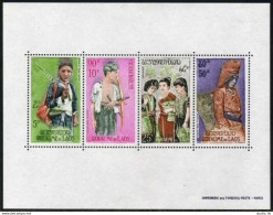 Laos C45a Sheet,MNH.Michel Bl.36A. Traditional Costumes 1964:Hunter,Woman. - Laos