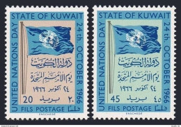 Kuwait 337-338, Lightly Hinged. Michel 331-332. UN Day, 1966. Flag. - Koweït