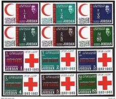 Jordan 407-418, MNH. Mi 402-414. Red Crescent, Red Cross-100,1963. King Hussein. - Jordanie