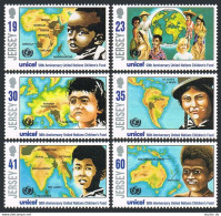 Jersey 740-745,MNH.Mi 727-732. UNICEF,50th Ann.1996.Children,maps Of Activities. - Jersey