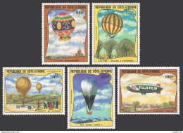 Ivory Coast C71-C75,MNH.Michel 772-776. Manned Flight,200,1983.Various Balloons. - Côte D'Ivoire (1960-...)