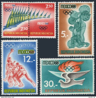 Indonesia 742-745,MNH. Mi 618-622. Olympics Mexico-1968.Sailing,Dove,Basketball, - Indonesië