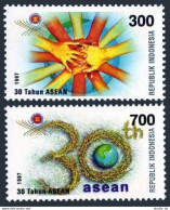 Indonesia 1715-1716,MNH.Michel 1714-1715. ASEAN,30th Ann.1997.Rice Stalks,globe. - Indonésie