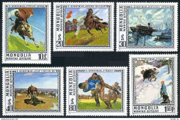 Mongolia 921-926, MNH. Mi 1016-1021. National Military Games, 1976. Paintings. - Mongolei