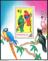 Mongolia 1903 Sheet, MNH. Michel 2189 Bl.155. Parrots, 1990. - Mongolie