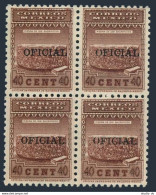 Mexico O230 Wmk 156,block/4,MNH.Michel D224. Official 1937.Stone Of Tizoc. - Mexico