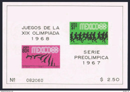 Mexico C329a, MNH. Michel Bl.9. Olympics Mexico-1968. Diving, Runners. - Mexique