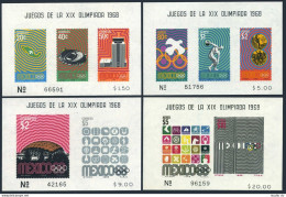 Mexico 998a,1000a,C342a,344a,M NH. Mi Bl.15-18, Olympics Mexico-1968. Map, Dove, - Mexique