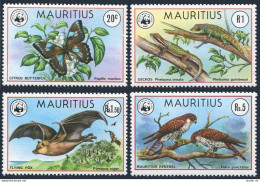 Mauritius 469-472, MNH. Michel 463-466. WWF 1978. Butterfly, Geckos, Flying Fox, - Maurice (1968-...)