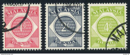 Malaysia J1-J3,CTO.Michel P8-P10. Postage Due Stamps,1966.Numeral. - Malesia (1964-...)
