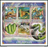Mali 1026 Sheet, MNH. Mi 2380-2385 Klb. 1999. Snakes, Frog,Pashydactylus Bibroni - Mali (1959-...)