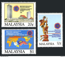 Malaysia 405-407,MNH.Michel 410-412. Commonwealth Meeting,1989.Folk Dancers,Map. - Malasia (1964-...)