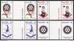 Malawi 362-365 Gutter Pairs, MNH. Mi 340-343. Rotary-75, 1980. Emblems,Eagle,Map - Malawi (1964-...)