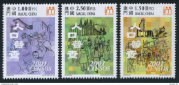 Macao 1070-1072,MNH. Census 2001.Buildings,students,child Health Care,bridge, - Unused Stamps