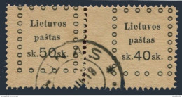 Lithuania 24-25 Pair,used.Michel 24-25 Pair. Third Kaunas Issue,1919. - Lithuania