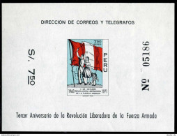 Peru C328 Sheet,MNH. Mi Bl.9. Revolution Of The Armed Forces, 3rd Ann.1971.Flag. - Perú