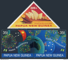 Papua New Guinea 695-696,696c,MNH. SYDPEX-1988:Opera House,Lakatoi Ship,Firework - Guinea (1958-...)