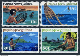 Papua New Guinea 545-548, MNH. Michel 418-421. Fishing Methods 1981. - Guinée (1958-...)