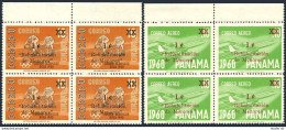 Panama RA 40-RA41 Blocks/4,MNH.MiZw 40-41. Tax Stamps 1961.Bicycling.Boeing 707. - Panamá