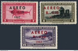 Panama C84-C86,MNH.Mi 339-340,343. Air Post 1947.Swordfish,Gate Of Glory,Taboga. - Panamá