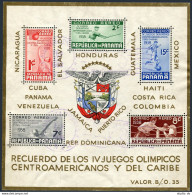 Panama C47a, Used. Mi Bl.1. Central American Caribbean Games, 1938. Basketball, - Panamá