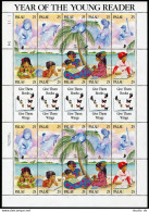 Palau 220 Aj Sheet, MNH. Mi 308-317. Children Reading, 1989. Butterflies, Bird, - Palau