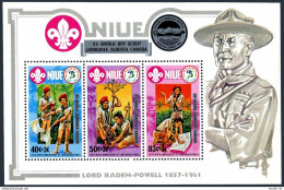 Niue 379 Ac Sheet, MNH. Michel 493-495 Bl.645. XV WORLD JAMBOREE CANADA, 1983. - Niue