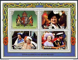 Niue 476-478,478a,479 Sheets,MNH.Mi 618-621 Klb. Queen Mother,85th Birthday.1985 - Niue