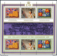 Niue 221 Ac Sheet, MNH. Michel 202-207 Klb. QE II Coronation-25. Flags, Abbey. - Niue