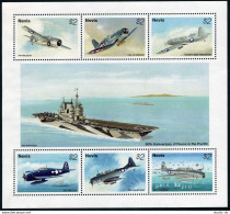 Nevis 919 Af Sheet, MNH. Mi 926-931 Klb. End Of WW II, 50, 1995. War Aircraft. - St.Kitts Und Nevis ( 1983-...)