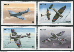 Nevis 460-463, MNH. Michel 360-363. Spitfire Fighter Plane, 50th Ann. 1986. - St.Kitts Y Nevis ( 1983-...)